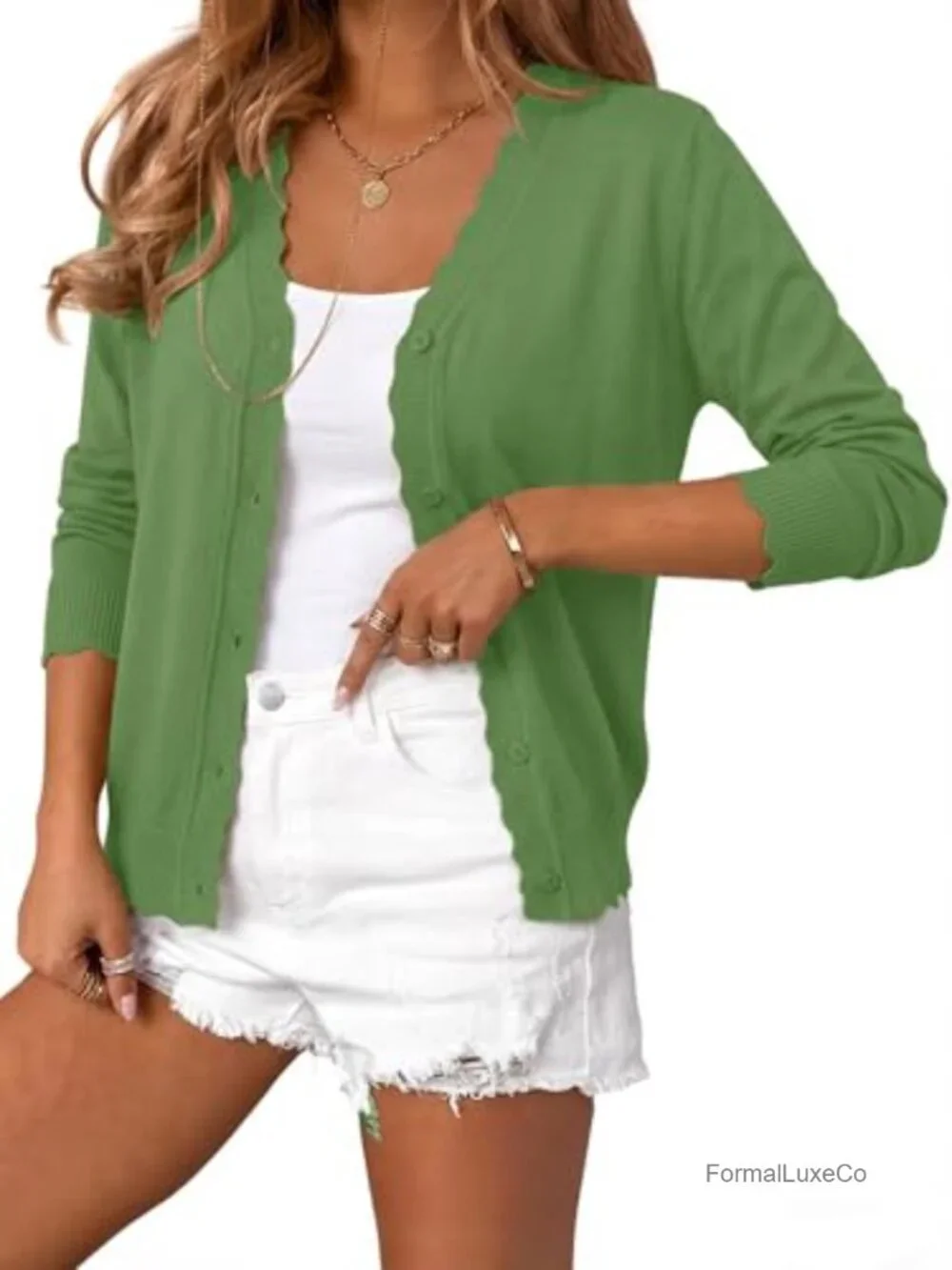Lightweight V-Neck Ribbed Cardigan for Women Long Sleeve Button Down